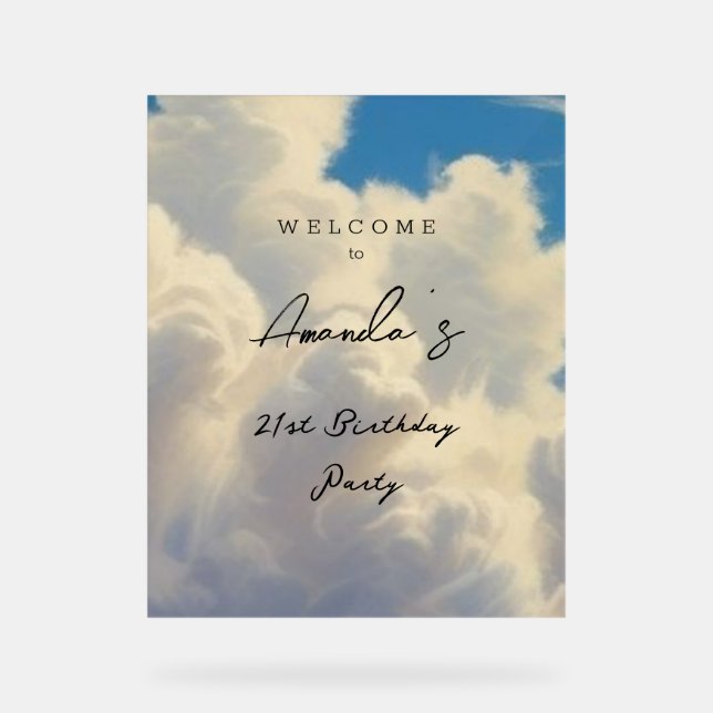 Minimalist Modern Cute Birthday Party Acrylic Sign (Front)