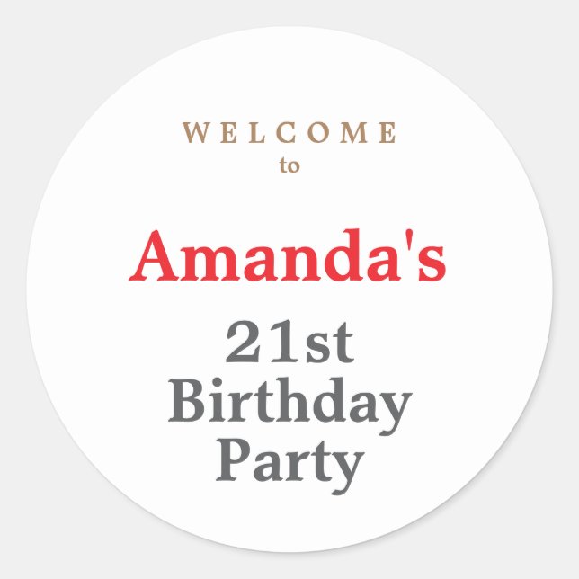 Minimalist Modern Cute Birthday Party Classic Round Sticker (Front)