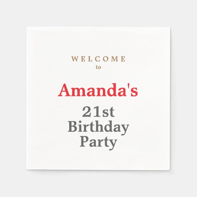 Minimalist Modern Cute Birthday Party Napkin (Front)