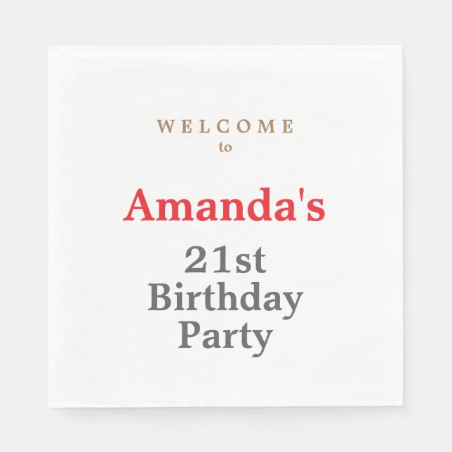 Minimalist Modern Cute Birthday Party Napkin (Front)