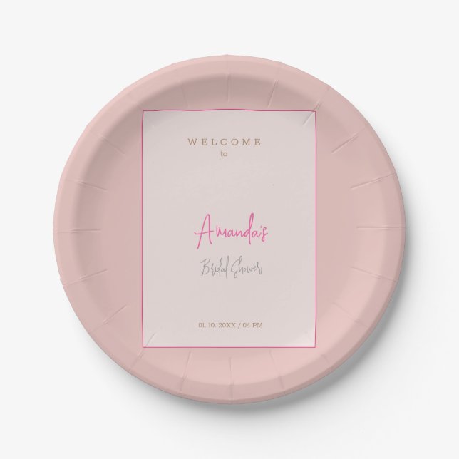 Minimalist Modern Cute Bridal Shower  Paper Plate (Front)