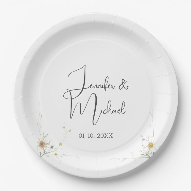 Minimalist Modern Cute Wedding Welcome Paper Plate (Front)
