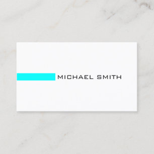 Minimalist Modern Cyan Elegant White Business Card