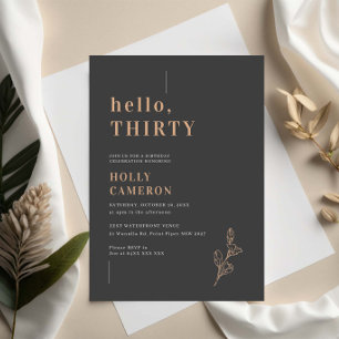 Minimalist Modern dainty foliage 30th Birthday Invitation