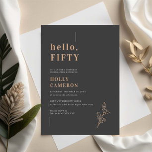 Minimalist Modern dainty foliage 50th Birthday Invitation