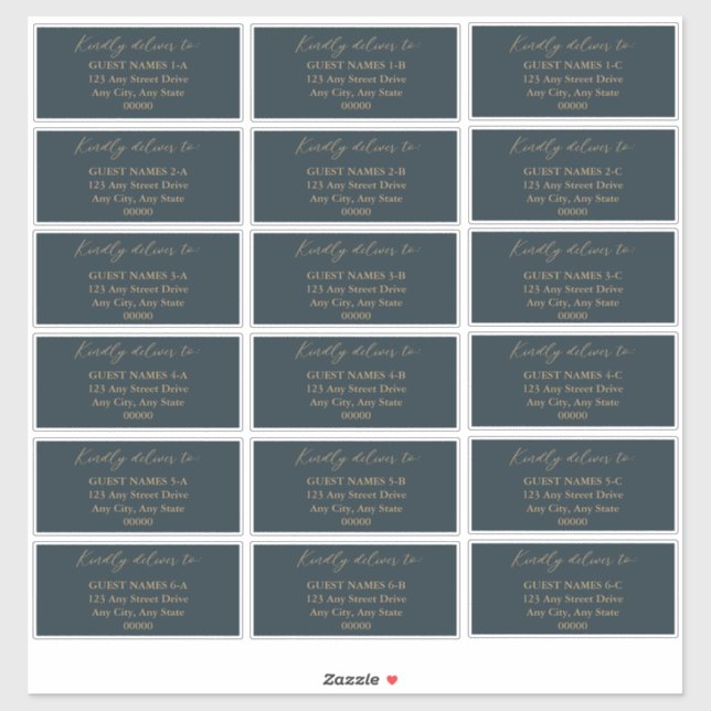 Minimalist Modern Dark Teal Wedding Guest Address  (Sheet)