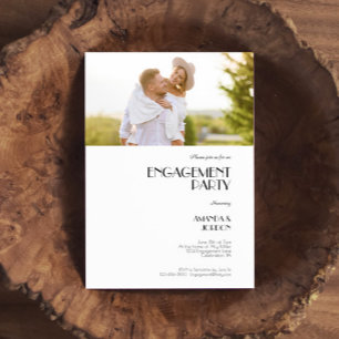 Minimalist Modern Deco Engagement Party Top Photo Invitation