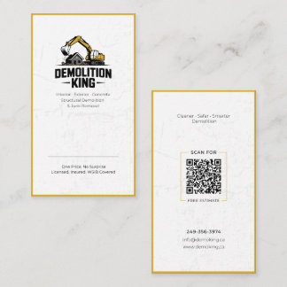 Minimalist Modern Demolition King Business Card