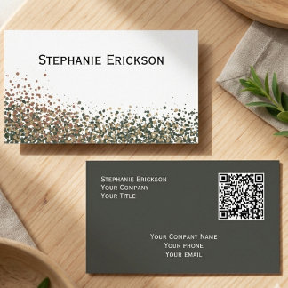 Minimalist modern design forest green and copper business card
