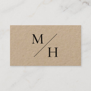 Minimalist Modern Diagonal Initials Monogram Kraft Business Card