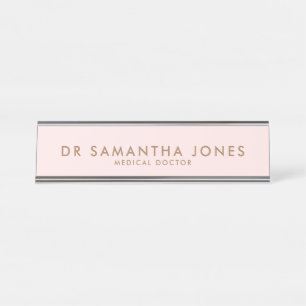 Minimalist Modern Doctor Professional Pink Desk Name Plate