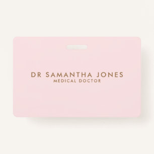 Minimalist Modern Doctor Professional Pink ID Badge