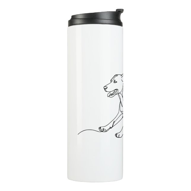 Minimalist Modern Dog Line Art Drawing Thermal Tumbler (Rotated Left)
