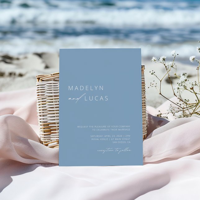 Minimalist Modern Dusty Blue QR Code Wedding Invitation (Creator Uploaded)