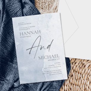 Minimalist Modern Dusty Blue Watercolor Invitation