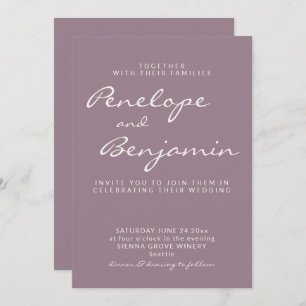 Minimalist Modern Dusty Purple Script Wedding Invitation