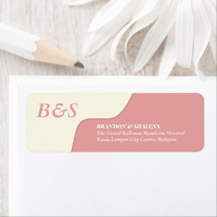 Minimalist Modern Dusty Rose and Cream Abstract Return Address Label