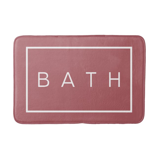 Minimalist Modern Dusty Rose White Bath Mat (Front)