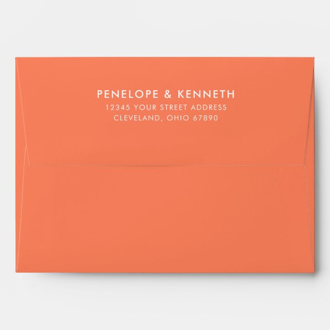Minimalist Modern Electric Tangerine Address Envelope (Back (Top Flap))