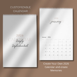 Minimalist Modern Elegant 2026 Calendar