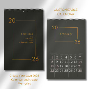 Minimalist Modern Elegant 2026 Calendar