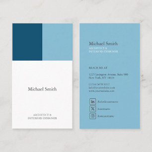 minimalist modern elegant architectural blue business card