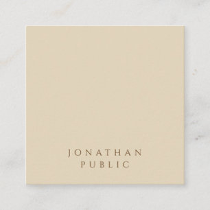 Minimalist Modern Elegant Beige Simple Template Square Business Card