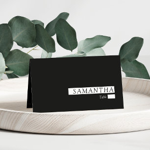 Minimalist Modern Elegant Black Wedding Place Card
