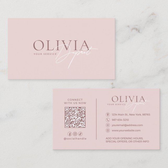 Minimalist Modern Elegant Blush Pink Business Card (Front/Back)