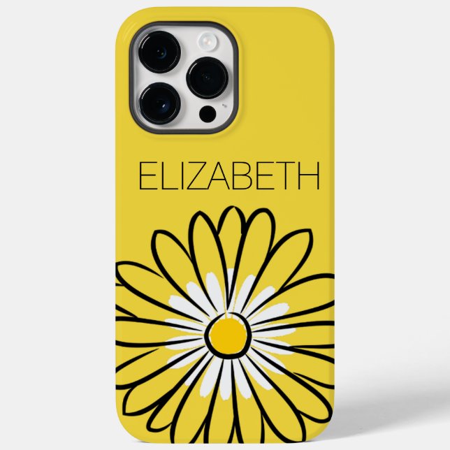 Minimalist Modern Elegant Daisy flower and text Case-Mate iPhone Case (Back)