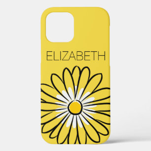 Minimalist Modern Elegant Daisy flower and text iPhone 12 Case