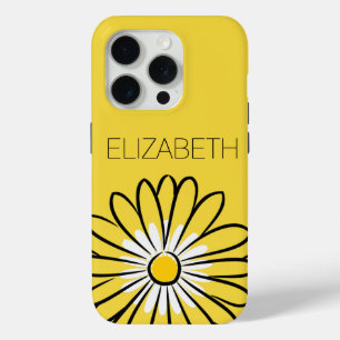 Minimalist Modern Elegant Daisy flower and text iPhone 15 Pro Case