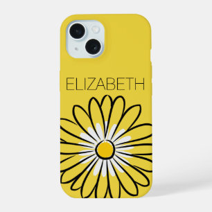 Minimalist Modern Elegant Daisy flower and text iPhone 15 Case