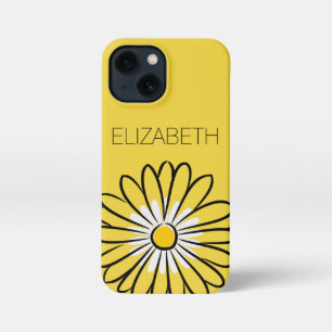Minimalist Modern Elegant Daisy flower and text iPhone 13 Mini Case