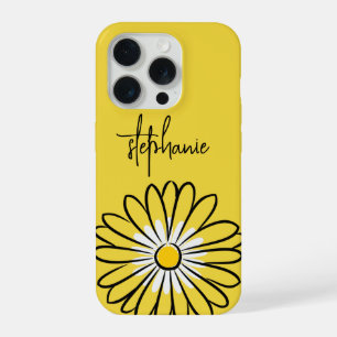 Minimalist Modern Elegant Daisy flower and text iPhone 15 Pro Case