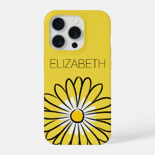Minimalist Modern Elegant Daisy flower and text iPhone 15 Pro Case