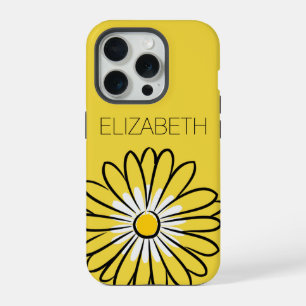 Minimalist Modern Elegant Daisy flower and text iPhone 15 Pro Case