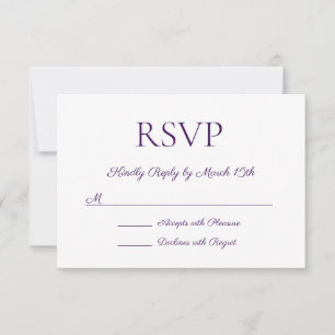 Minimalist Modern Elegant Dark Purple Wedding RSVP Card