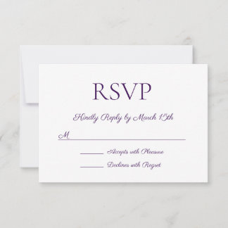 Minimalist Modern Elegant Dark Purple Wedding RSVP Card