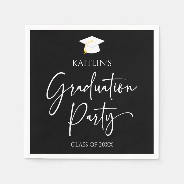 Minimalist Modern Elegant Graduation Party Napkin (Front)