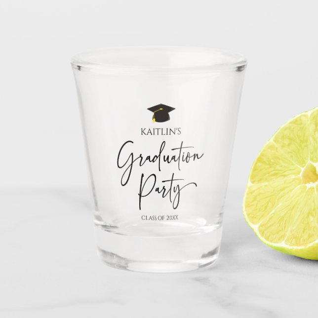 Minimalist Modern Elegant Graduation Party Shot Glass (Front)