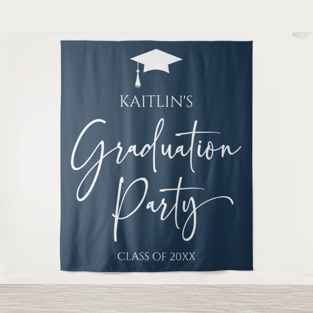 Minimalist Modern Elegant Graduation Party Tapestry (Front)