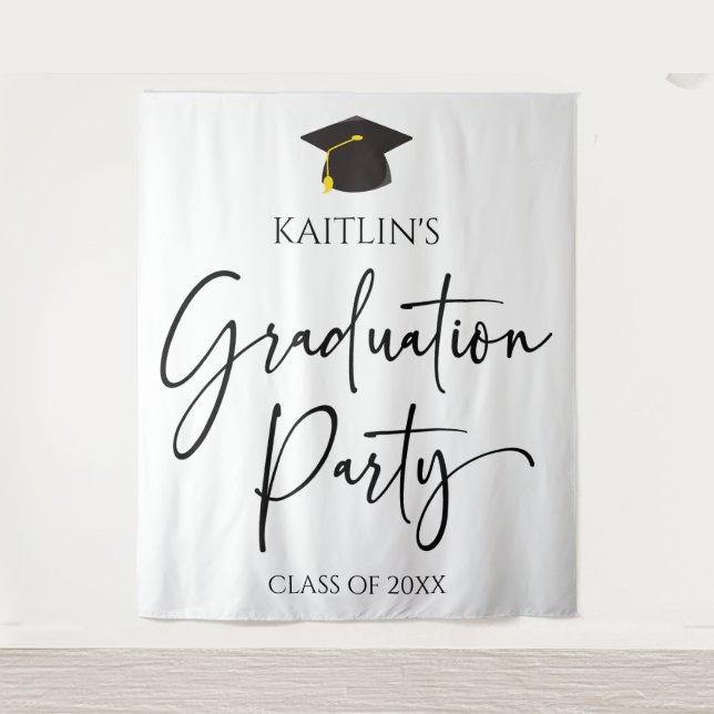 Minimalist Modern Elegant Graduation Party Tapestry (Front)