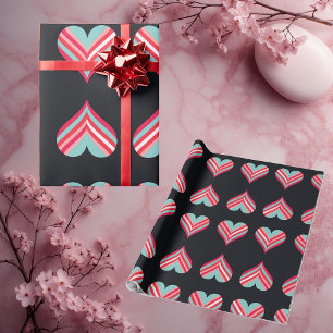 Minimalist Modern Elegant Hearts Romantic Stripes  Wrapping Paper