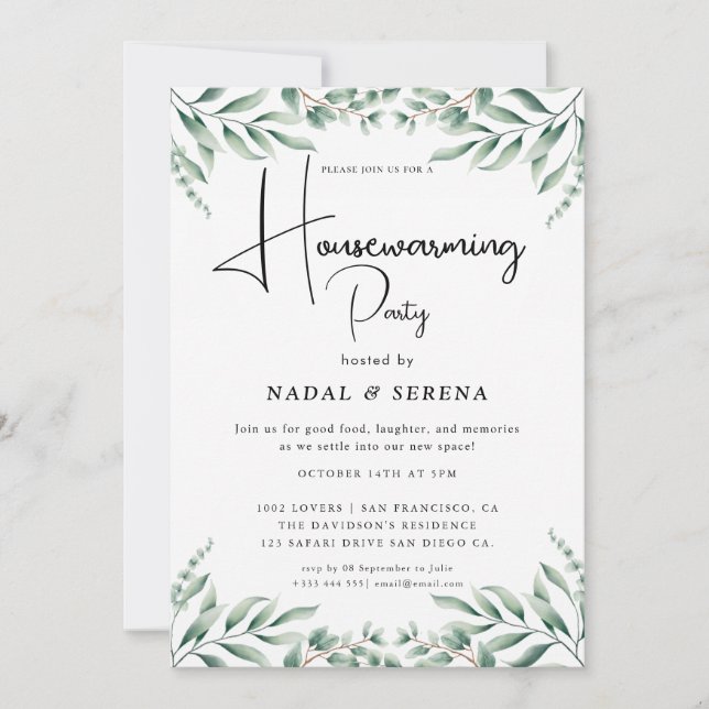 Minimalist Modern Elegant Housewarming Party Invitation (Front)