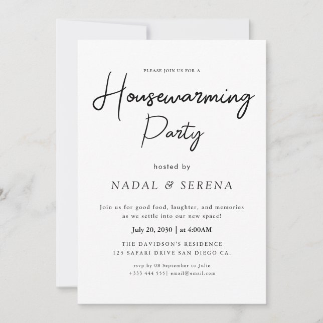 Minimalist Modern Elegant Housewarming Party Invitation (Front)
