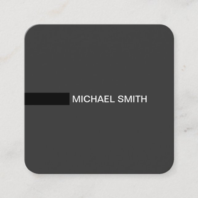 Minimalist Modern Elegant Jet & Black Square Business Card (Front)