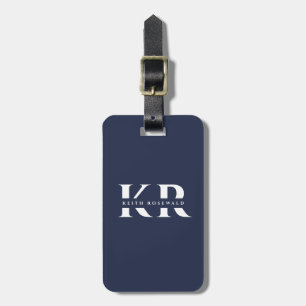 Minimalist Modern Elegant Monogram Qr Code Travel Luggage Tag