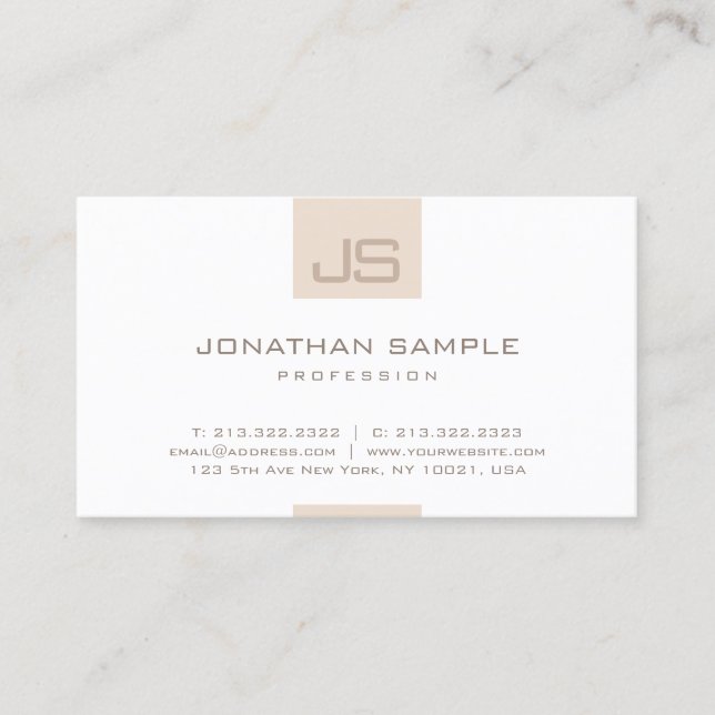 Minimalist Modern Elegant Monogram Simple Template Business Card (Front)