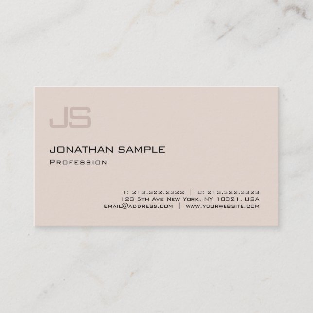 Minimalist Modern Elegant Monogram Template Business Card (Front)
